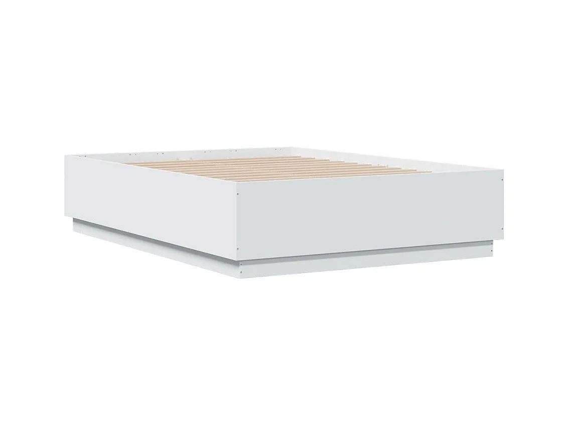 Bedframe met LED zonder matras wit 135x190 cm