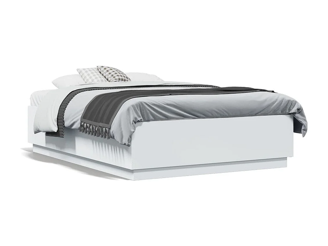 Bettgestell mit LED ohne Matratze weiß 135x190 cm