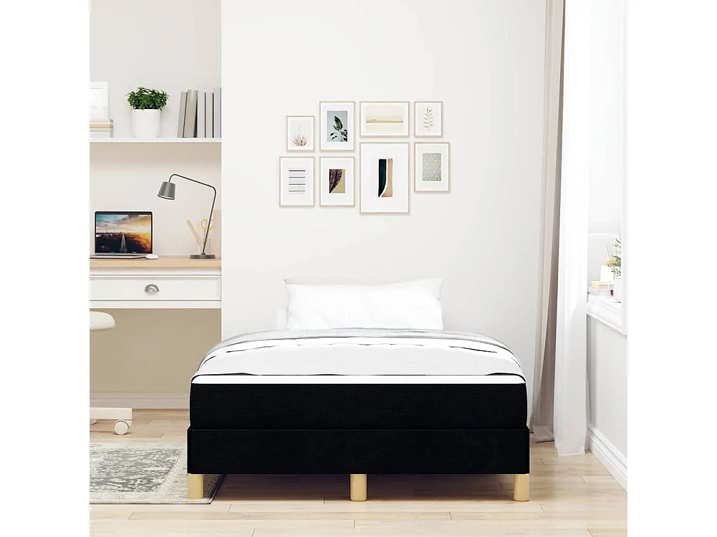 Zwart en bruin boxspringbed 120 x 200 cm