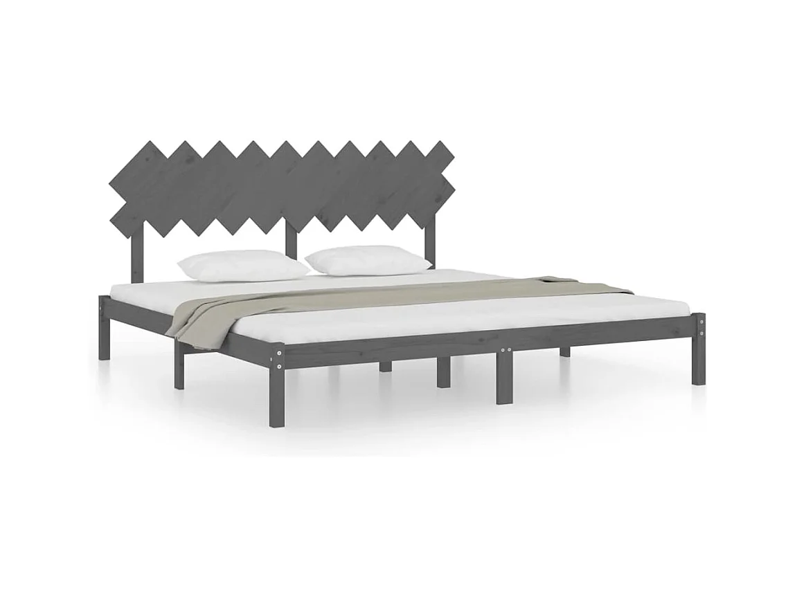 Bettgestell ohne Matratze grau 200x200 cm Massivholz