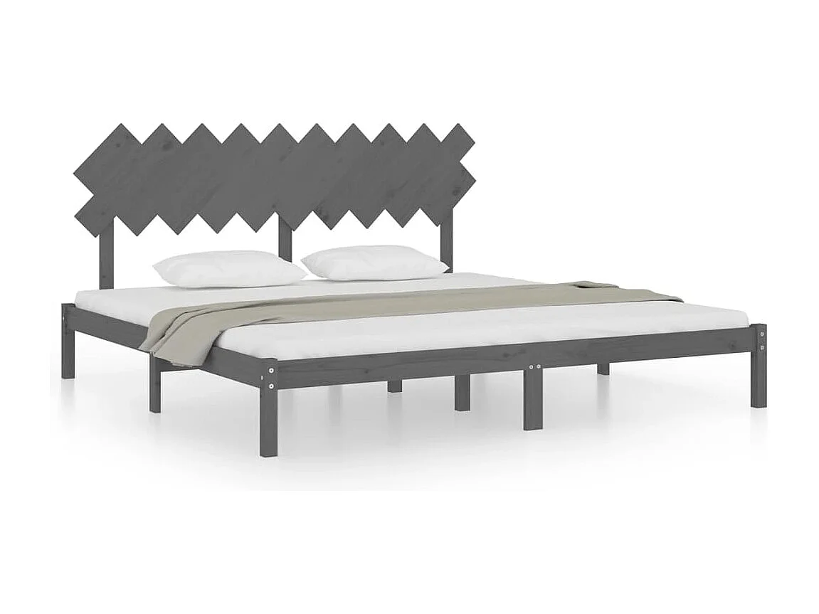 Cadre de lit sans matelas gris 200x200 cm bois massif