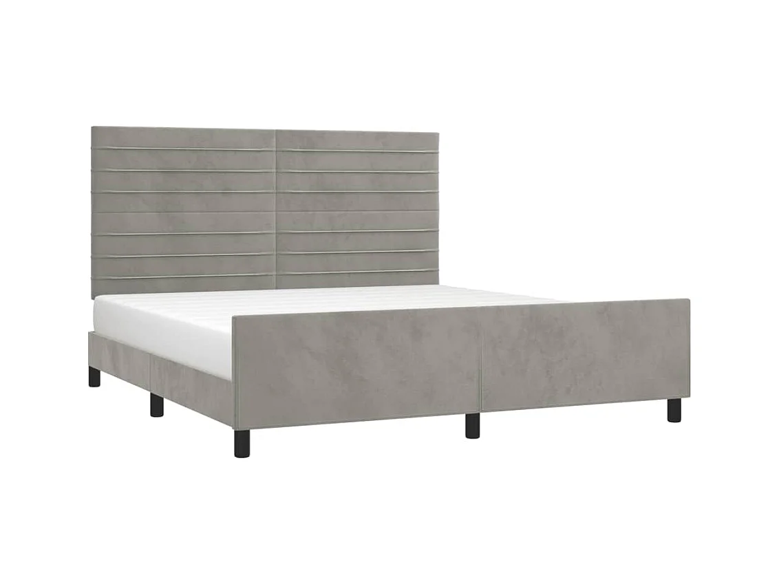 Cadre de lit sans matelas gris clair 160x200 cm velours