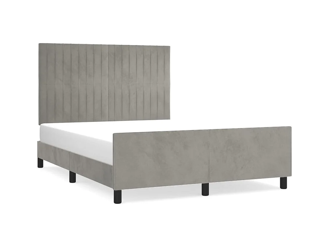 Struttura letto senza materasso grigio chiaro 140x190 cm velluto