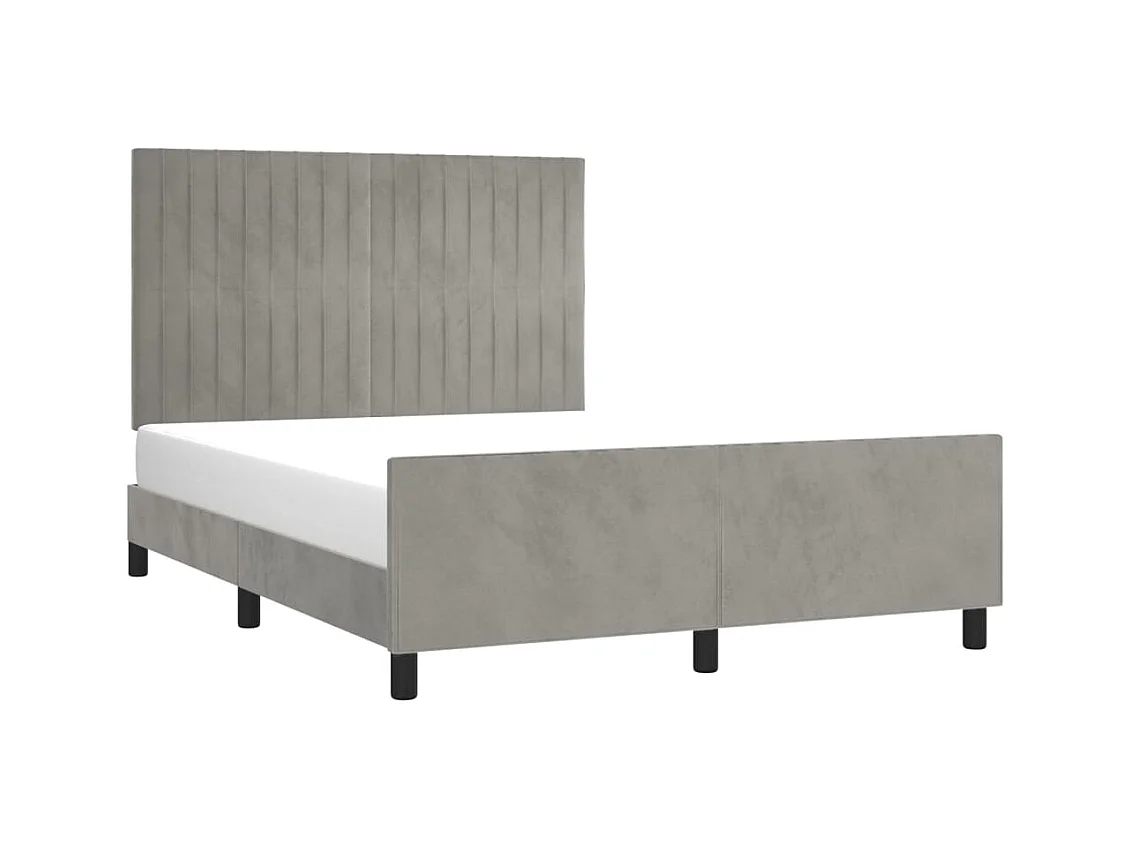 Struttura letto senza materasso grigio chiaro 140x190 cm velluto
