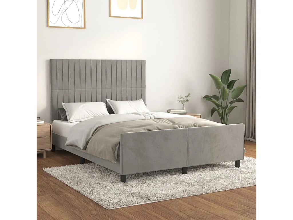 Bedframe zonder matras lichtgrijs 140x190 cm fluweel