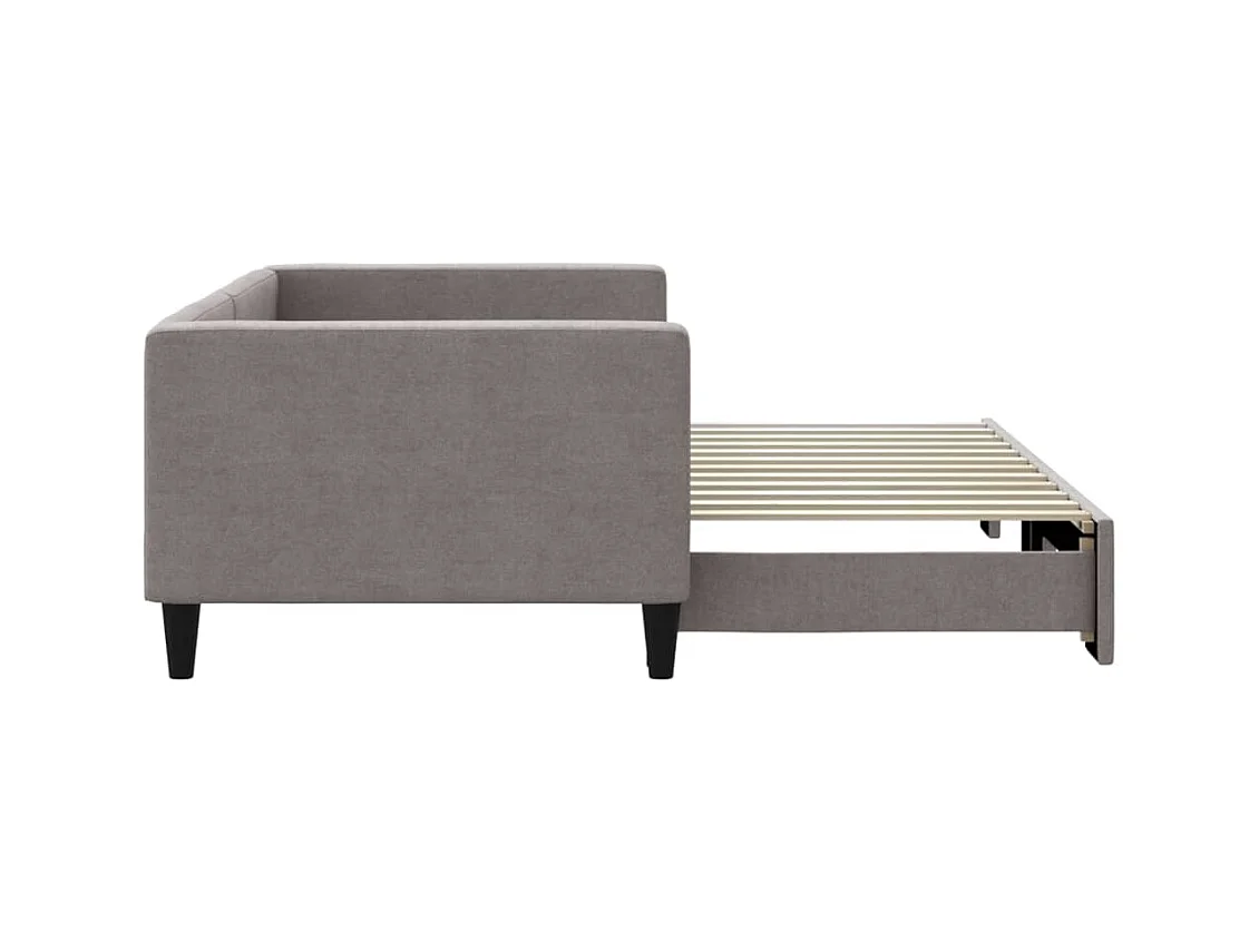 Lit de jour avec gigogne sans matelas taupe 90x200 cm