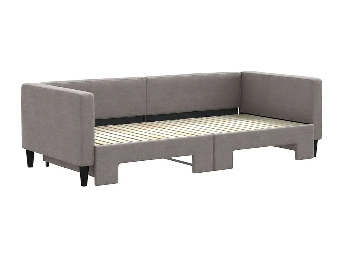 Lit de jour avec gigogne sans matelas taupe 90x200 cm
