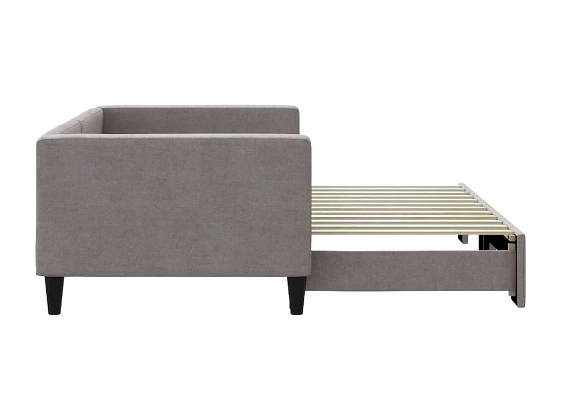 Lit de jour avec gigogne sans matelas taupe 90x200 cm