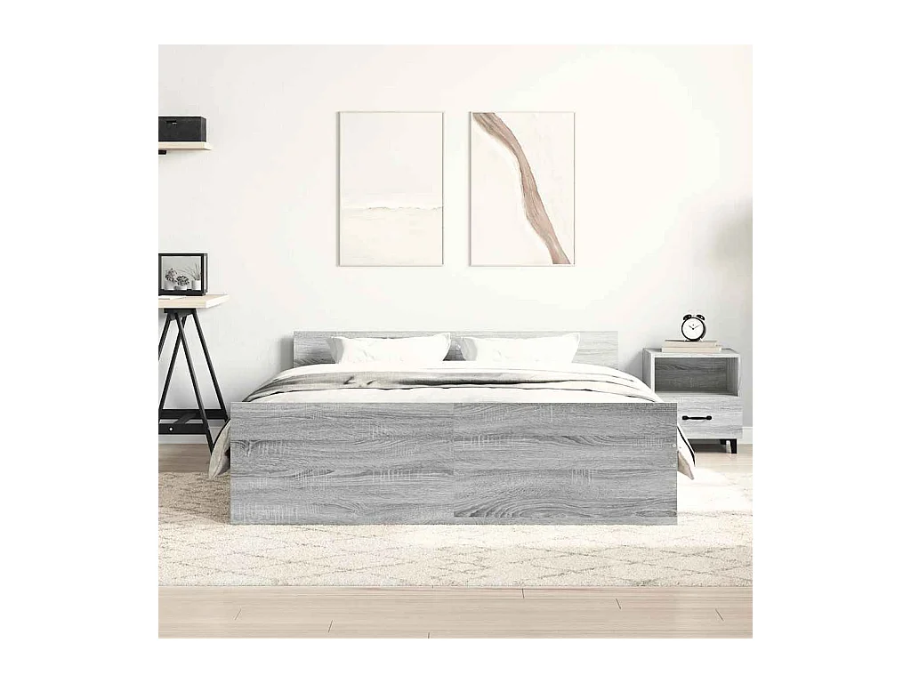 Cadre de lit sans matelas sonoma gris 120x190 cm