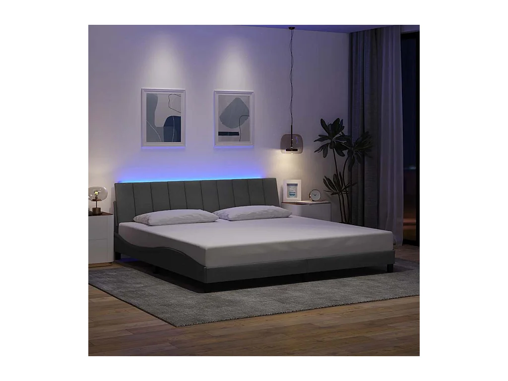 Bettgestell ohne Matratze hellgrau 200x200 cm Stoff