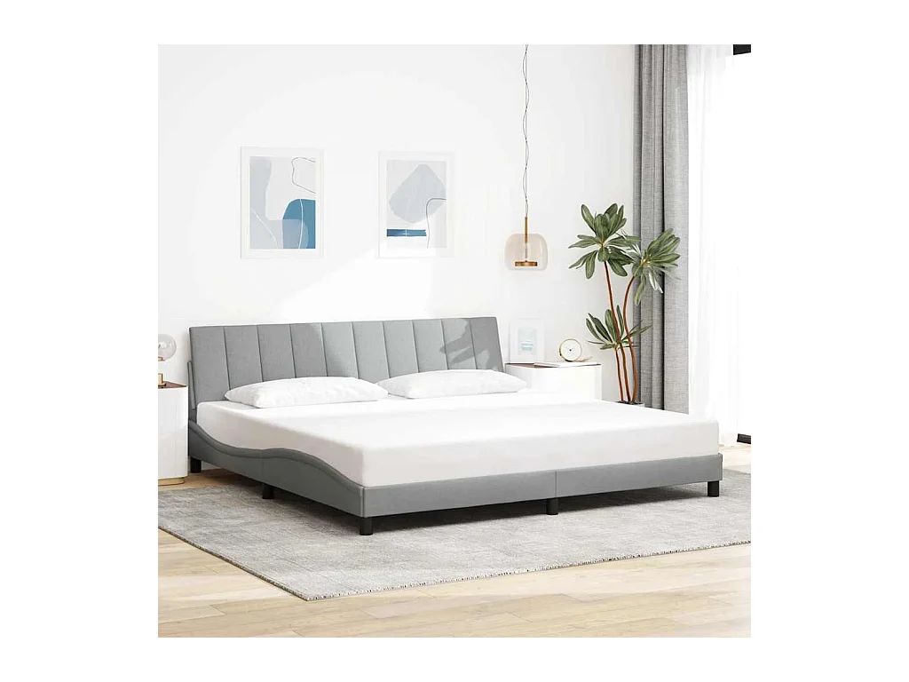 Bedframe zonder matras lichtgrijs 200x200 cm stof