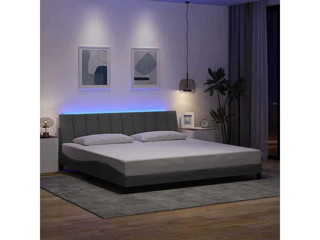 Estructura de cama sin colchón de tela gris claro 200x200 cm