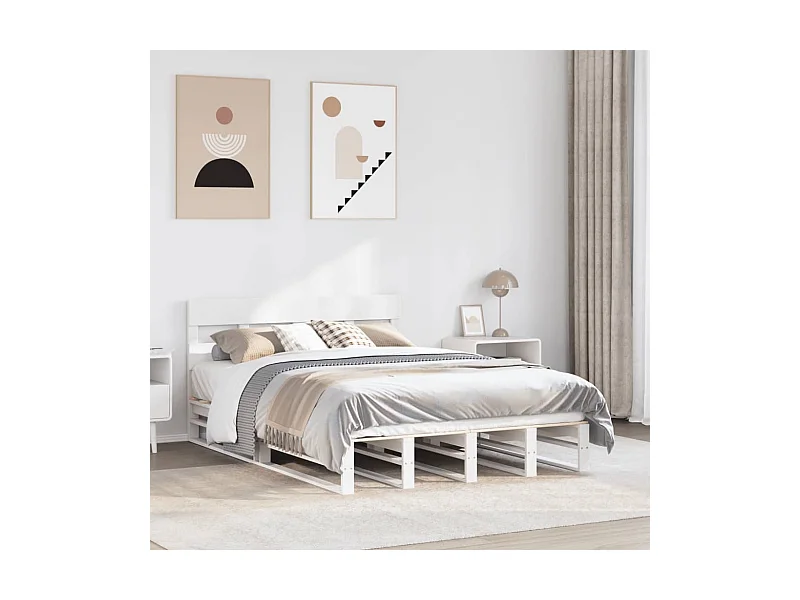 Estructura de cama sin colchón blanco 120x190 cm madera maciza de pino
