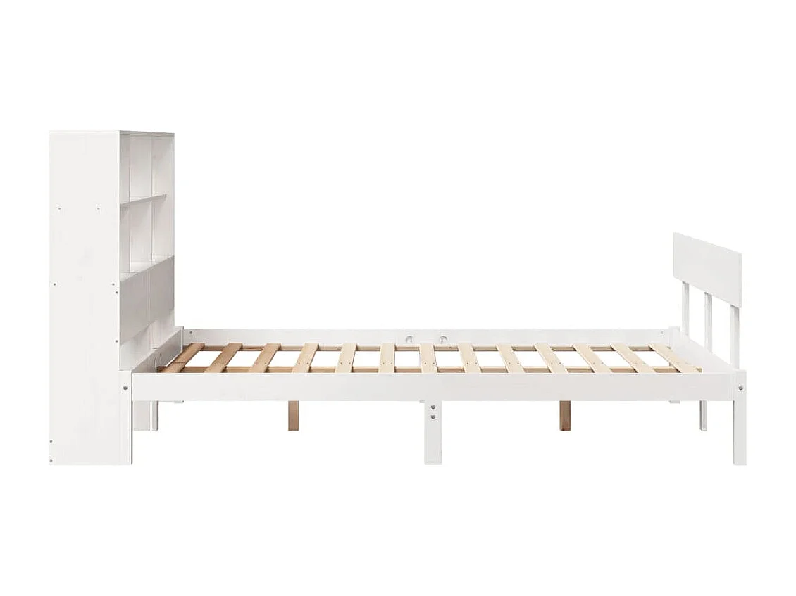 Lit bibliothèque sans matelas blanc 140x190 cm bois pin massif