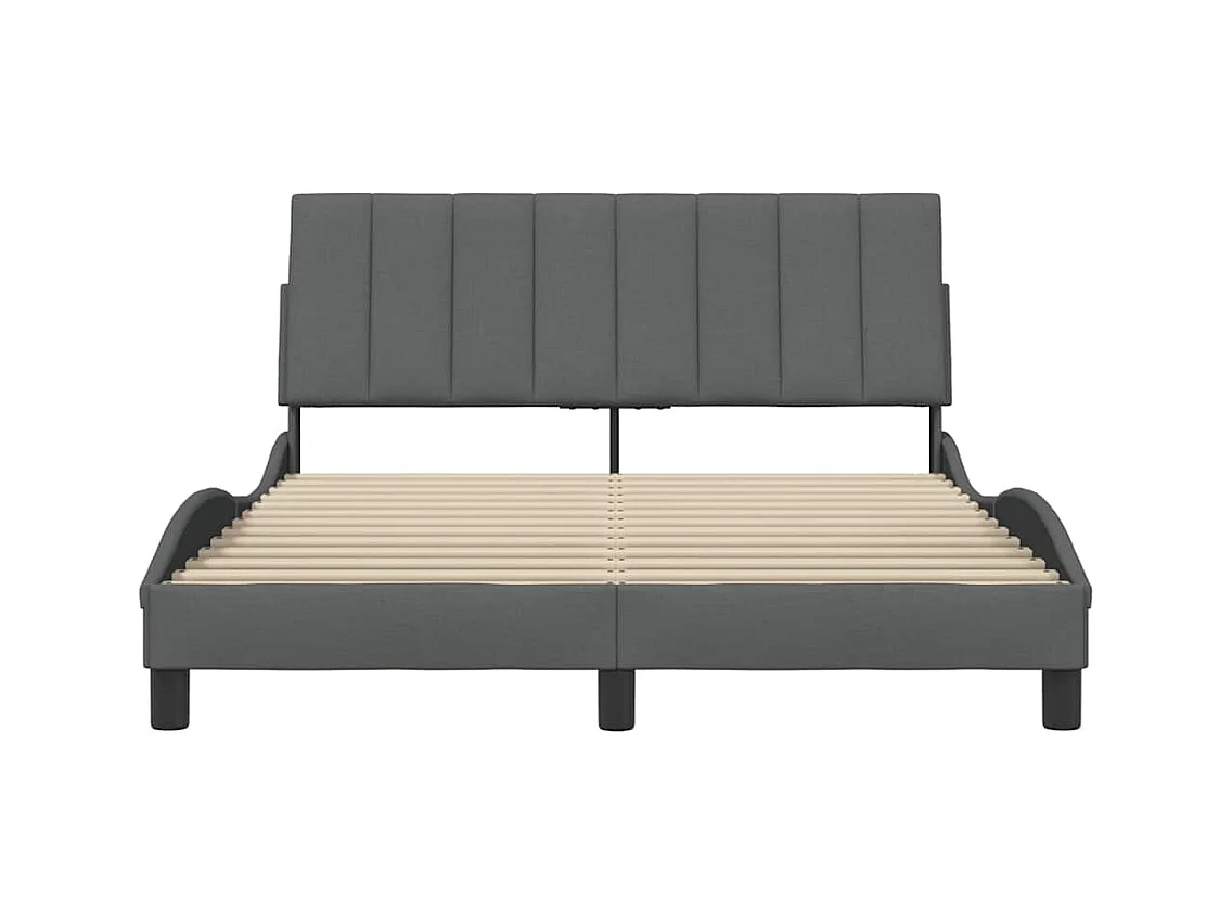 Cadre de lit sans matelas gris foncé 120x200 cm tissu