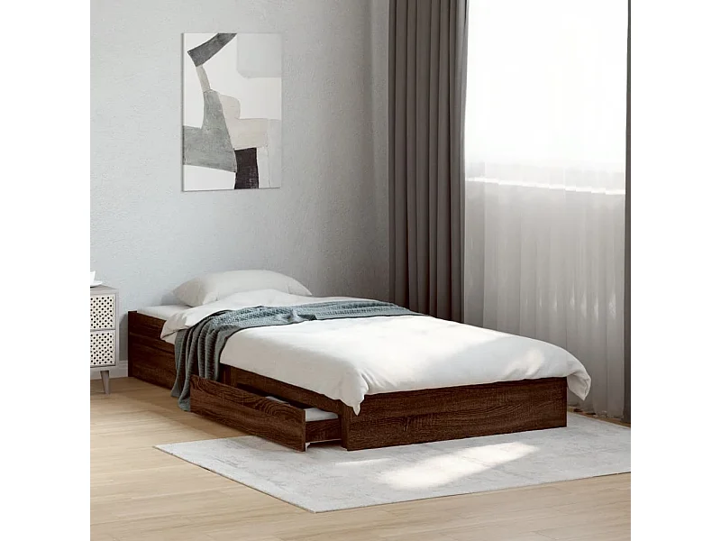 Struttura letto con cassetti senza materasso rovere marrone 90x190 cm
