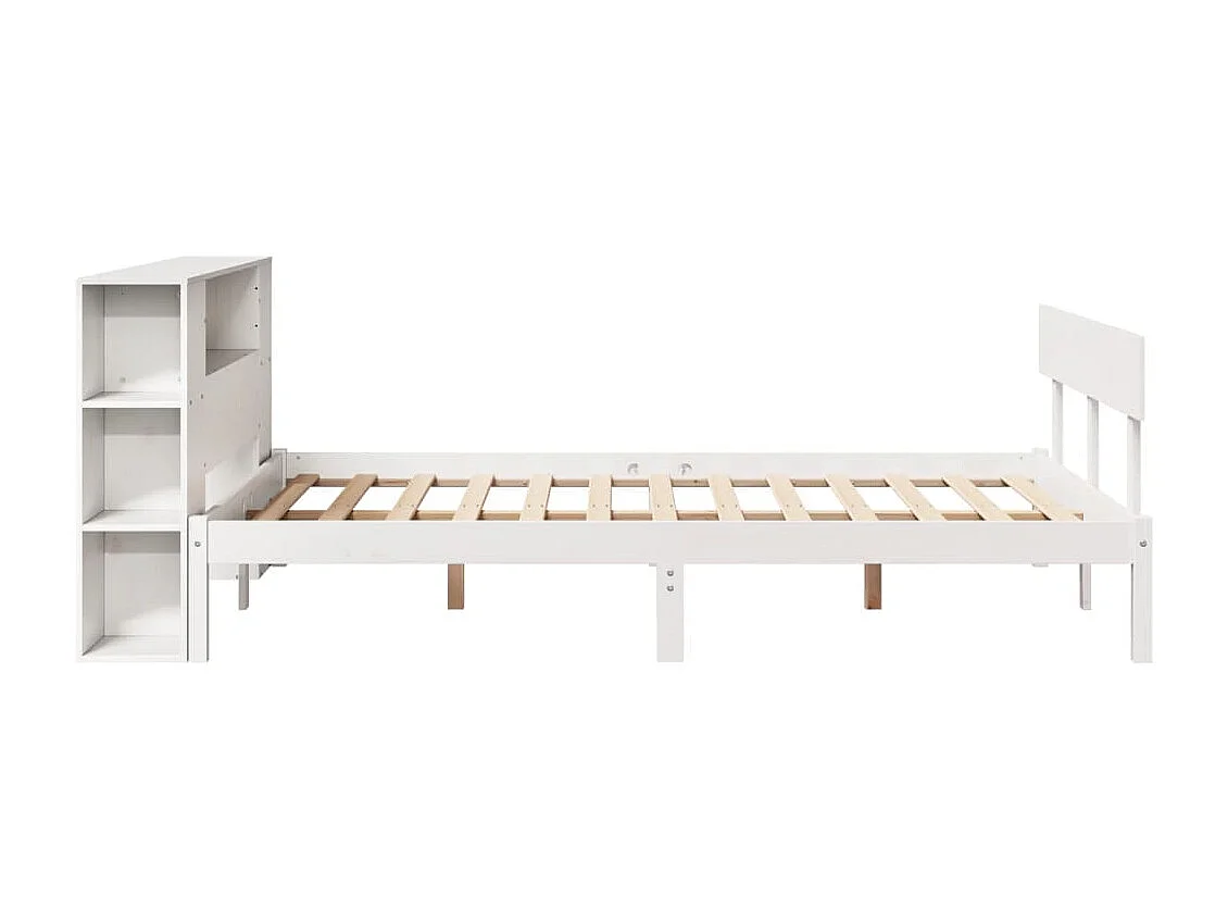 Letto libreria bianco senza materasso 120x200 cm in legno massello di pino