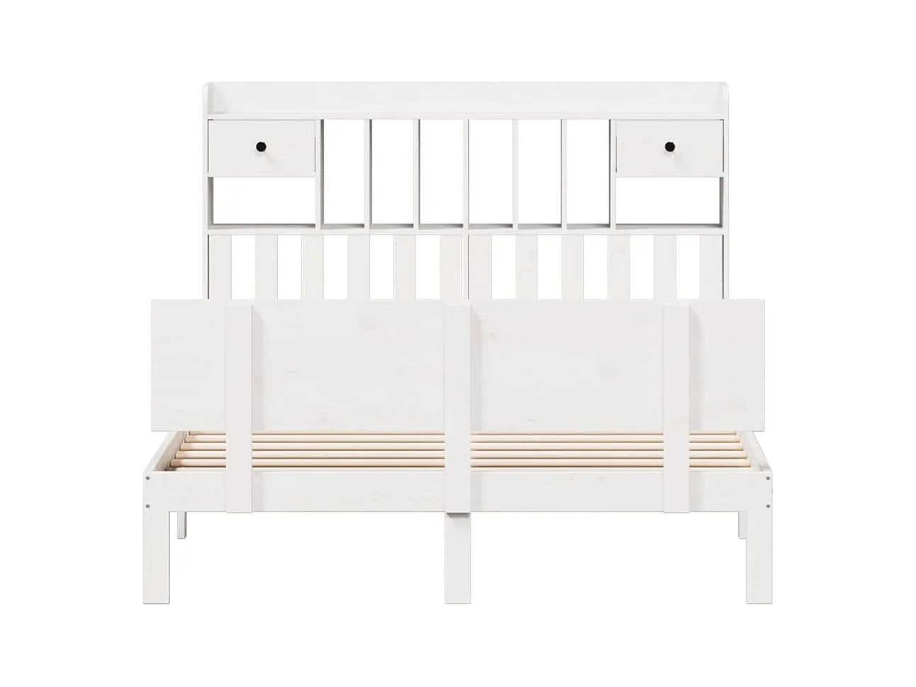 Cama biblioteca sin colchón blanca 140x190 cm madera maciza de pino