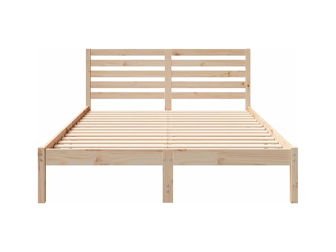 Struttura letto marrone 140 x 210 cm in legno massello di pino