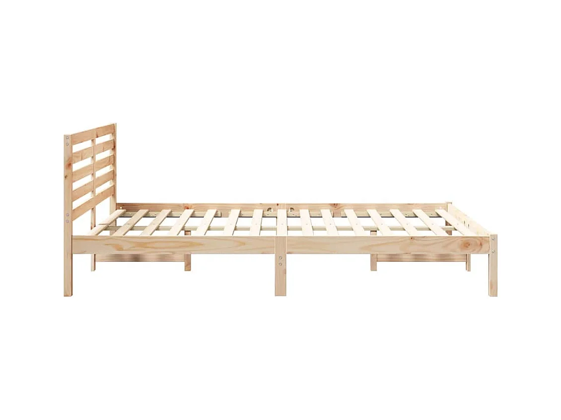 Struttura letto marrone 140 x 210 cm in legno massello di pino