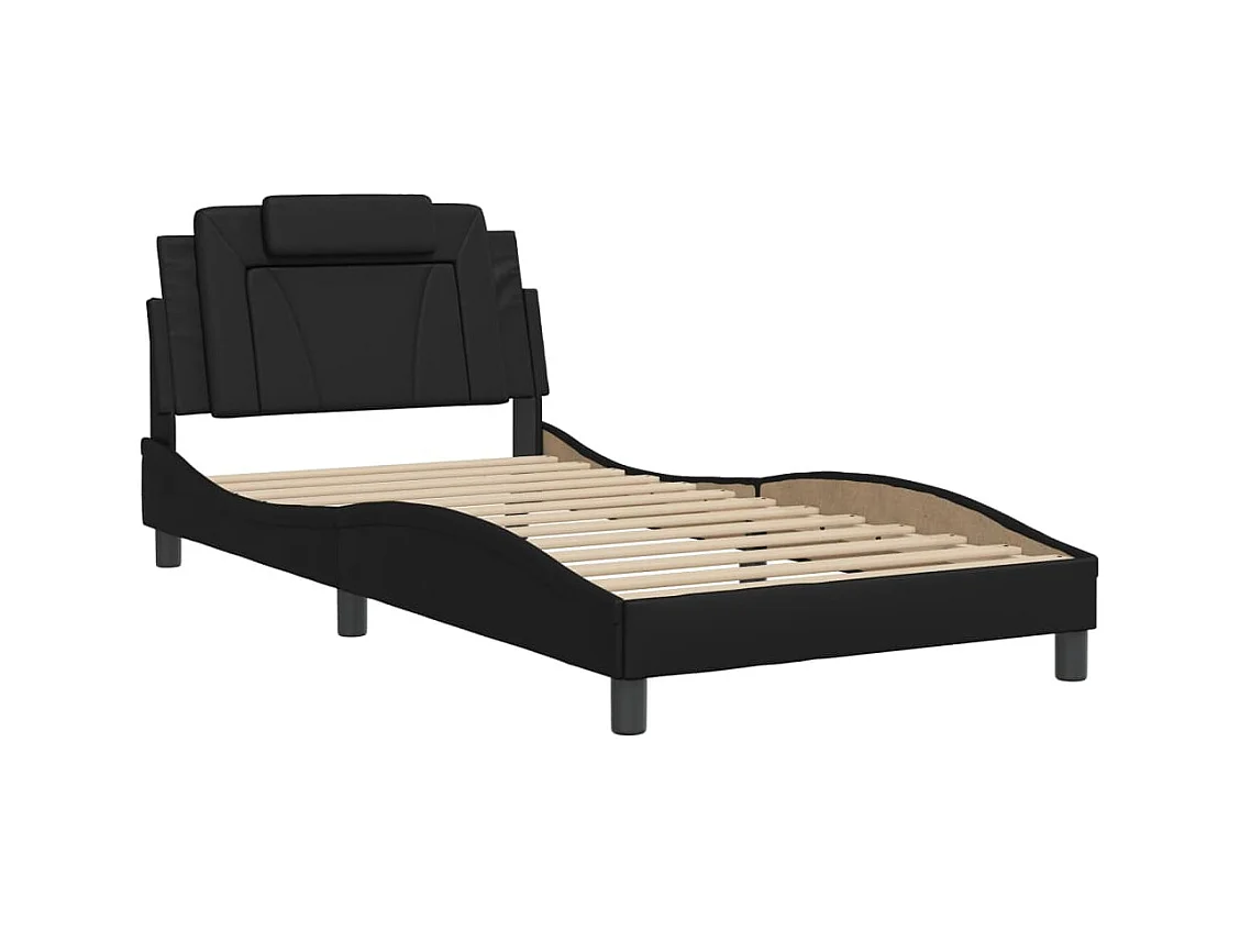 Cadre de lit avec LED sans matelas noir 100x200 cm