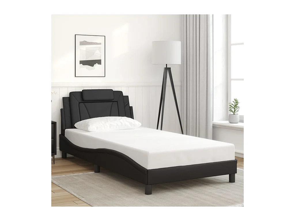 Cadre de lit avec LED sans matelas noir 100x200 cm
