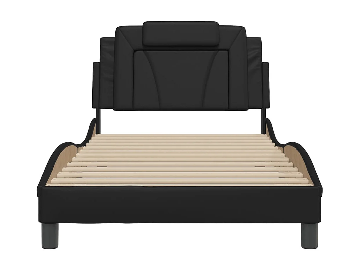 Cadre de lit avec LED sans matelas noir 100x200 cm