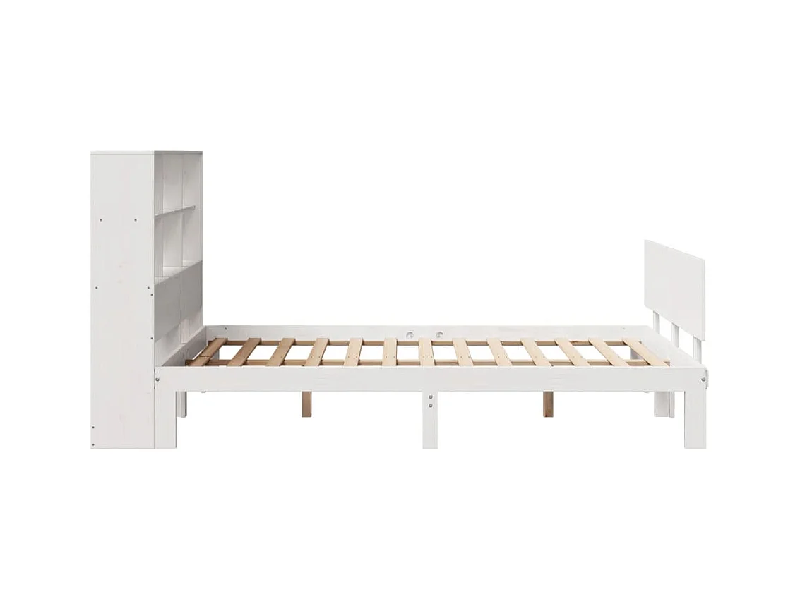 Lit bibliothèque sans matelas blanc 160x200 cm bois pin massif