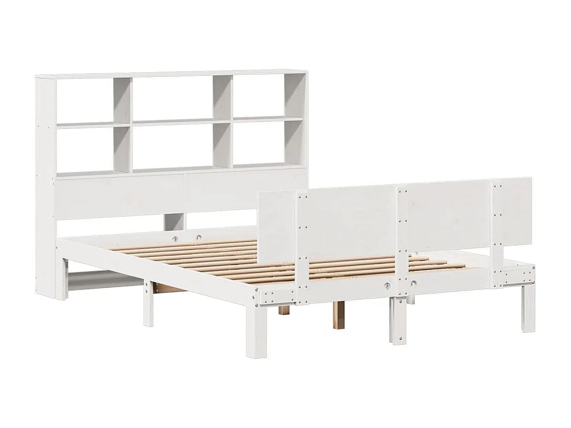 Lit bibliothèque sans matelas blanc 160x200 cm bois pin massif