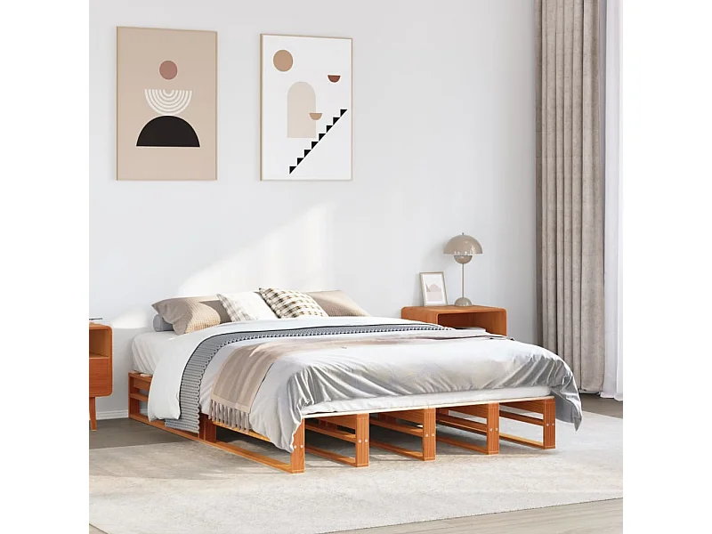 Struttura letto senza materasso cera marrone 140x190cm legno massello di pino