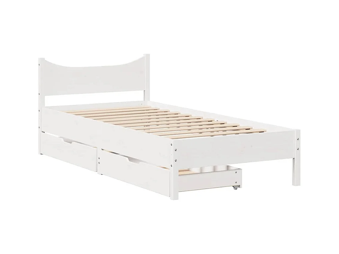 Bedframe met lades wit 90x200 cm massief grenenhout