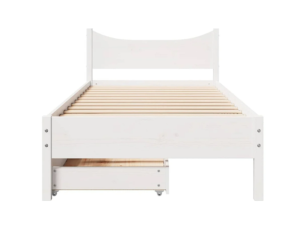 Bedframe met lades wit 90x200 cm massief grenenhout