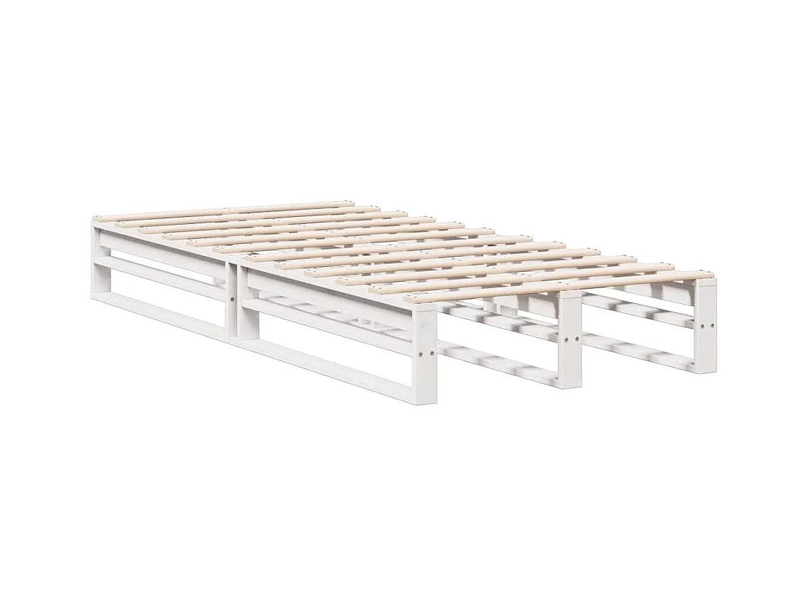 Lit bibliothèque sans matelas blanc 90x190cm bois de pin massif
