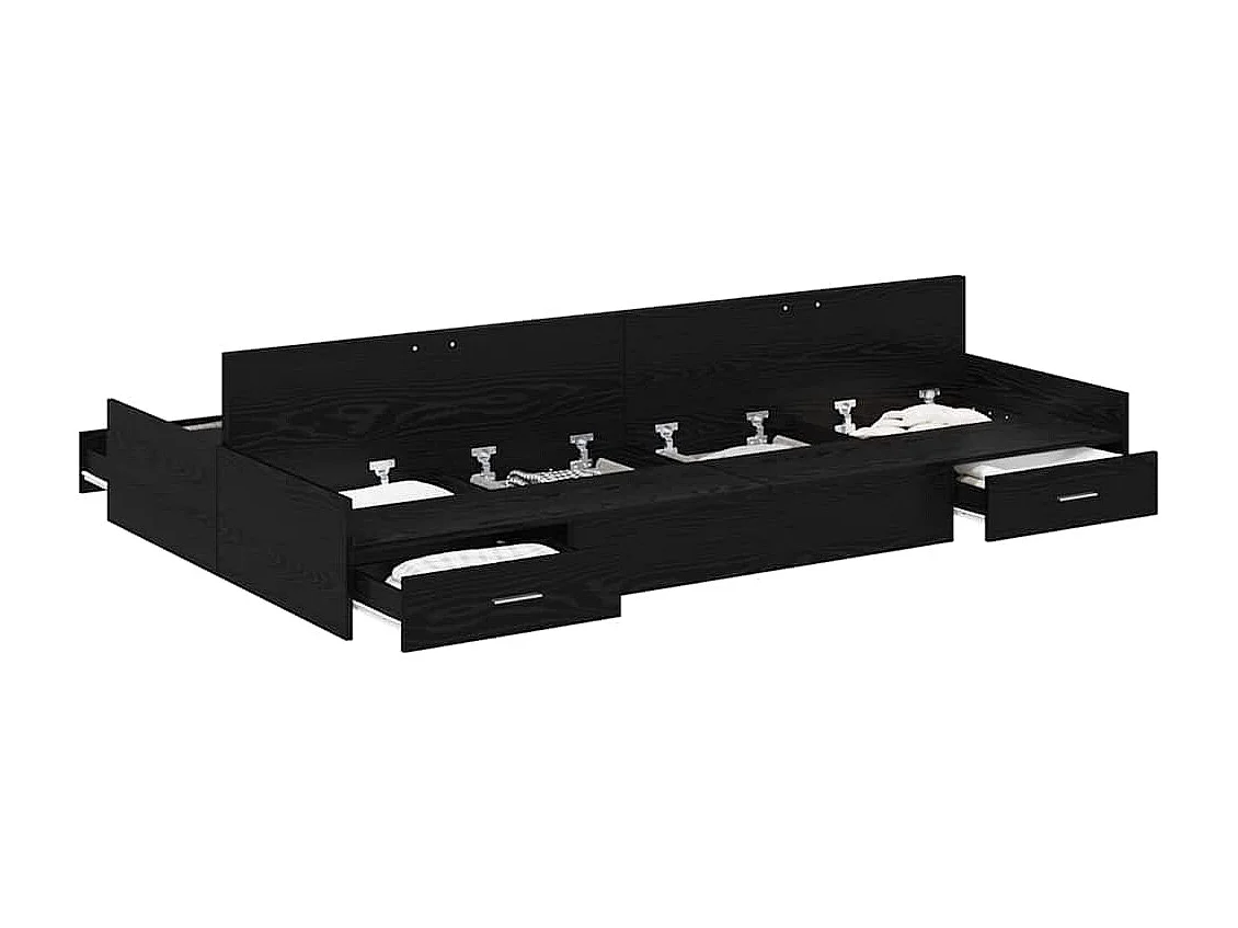 Cadre de lit avec rangement avec tiroir Chêne noir 120 x 200 cm