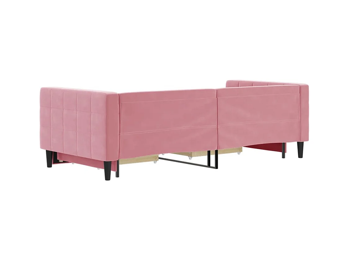 Tagesbett mit Ausziehbett und Schubladen ohne Matratze rosa 90x200 cm