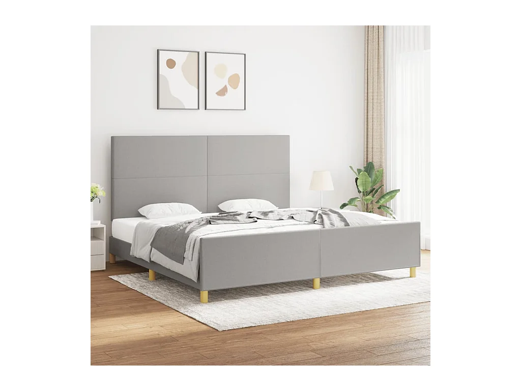 Struttura letto senza materasso tessuto grigio chiaro 200x200 cm