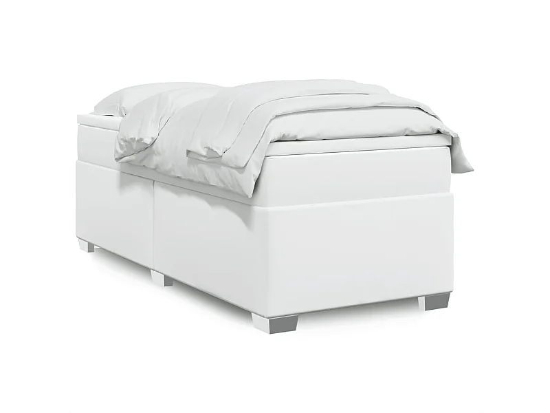 Sommier à lattes de lit avec matelas Blanc 90x200 cm Similicuir