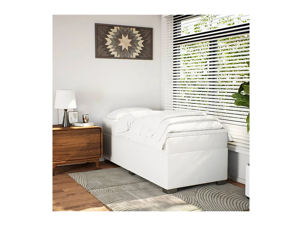 Lattenbodem met matras Wit 90x200 cm Kunstleer