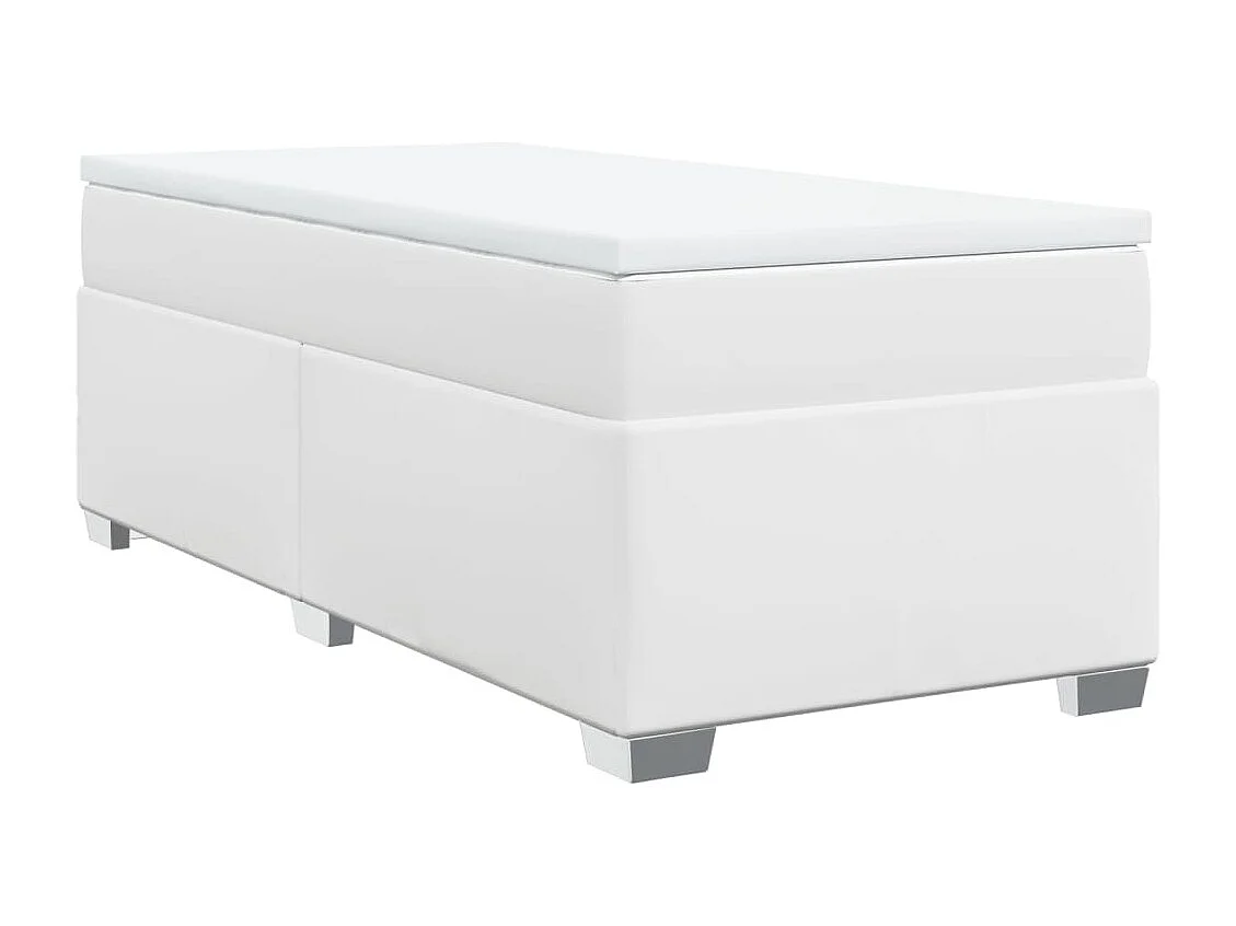 Sommier à lattes de lit avec matelas Blanc 90x200 cm Similicuir