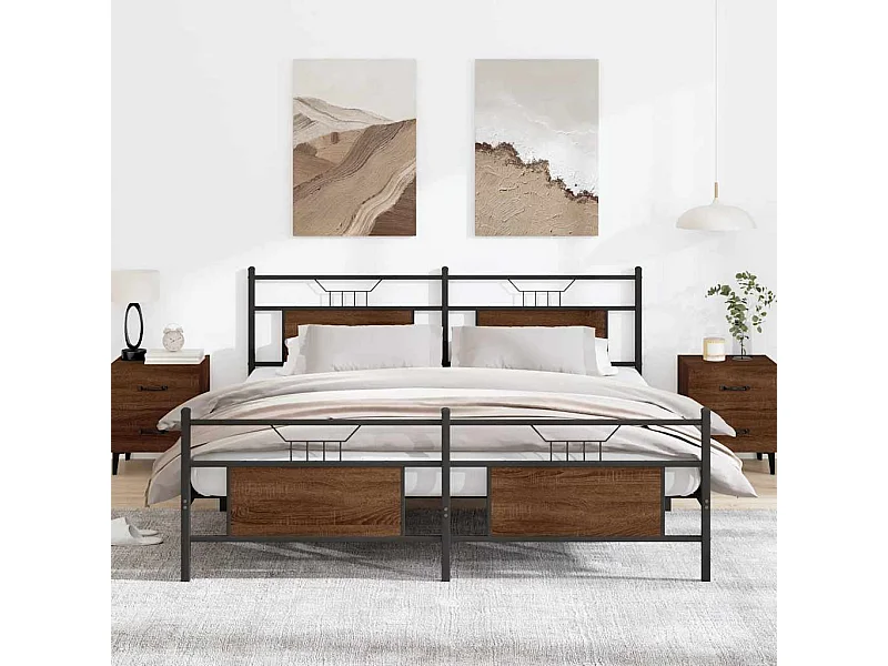 Metalen bedframe zonder matras bruin eiken 180x200 cm