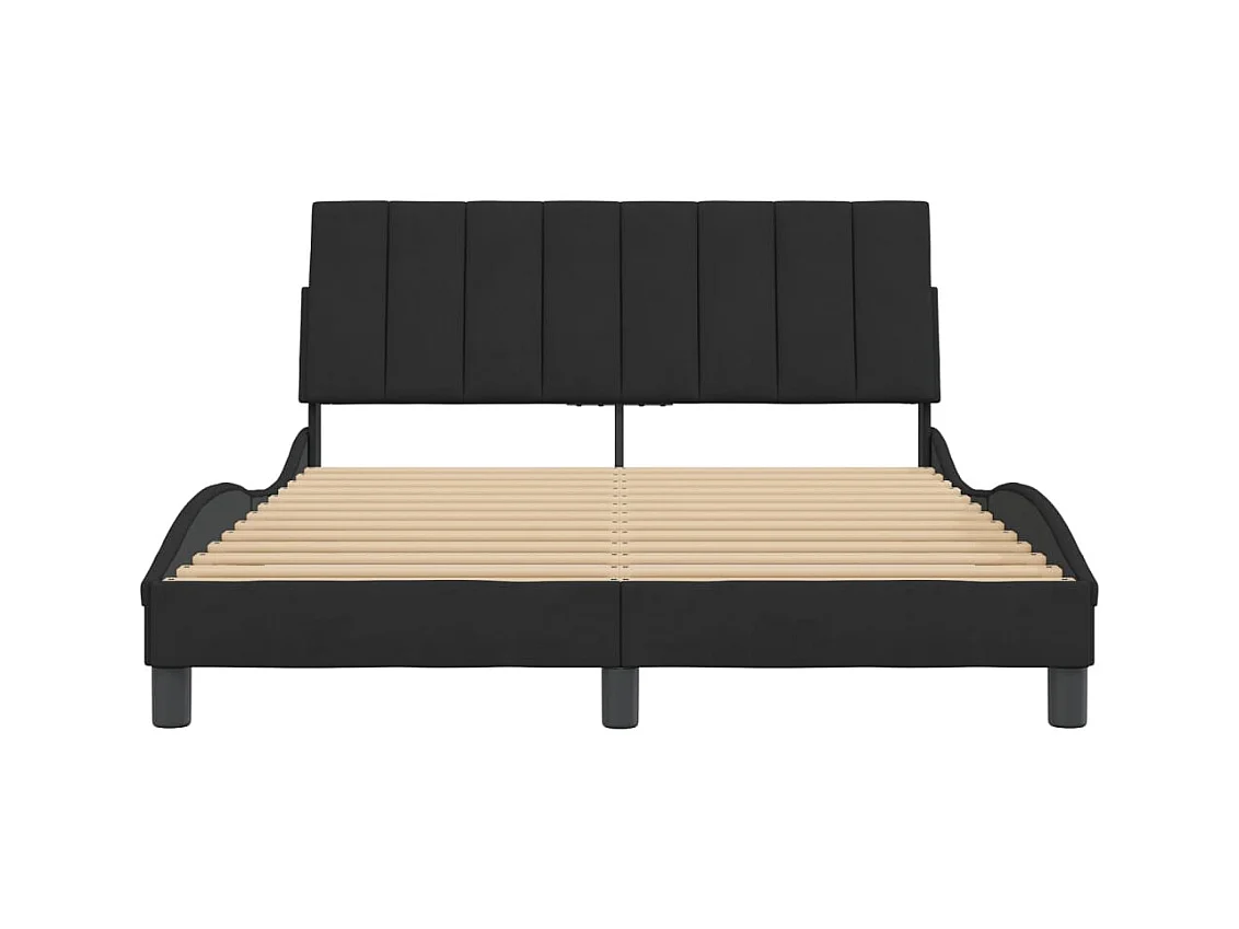 Struttura letto senza materasso nero 140x190 cm velluto