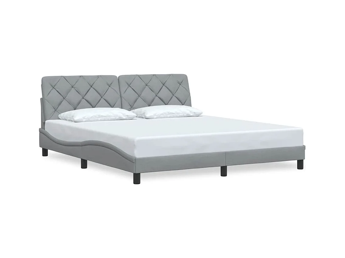 Cadre de lit sans matelas gris clair 180x200 cm tissu