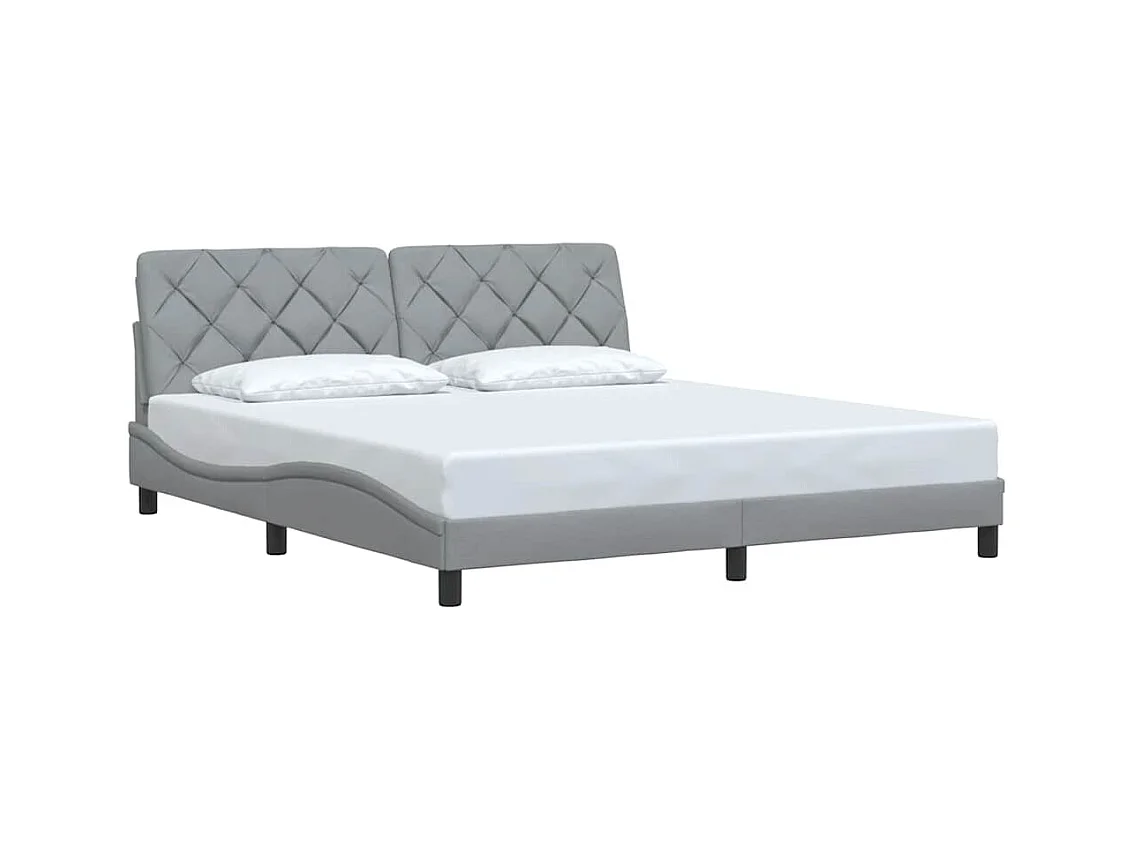 Cadre de lit sans matelas gris clair 180x200 cm tissu