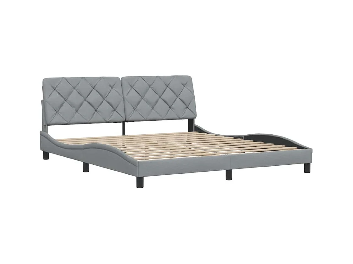 Cadre de lit sans matelas gris clair 180x200 cm tissu