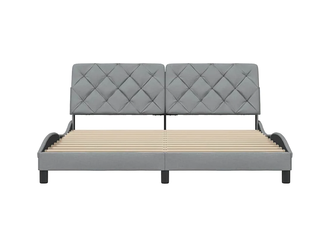 Cadre de lit sans matelas gris clair 180x200 cm tissu