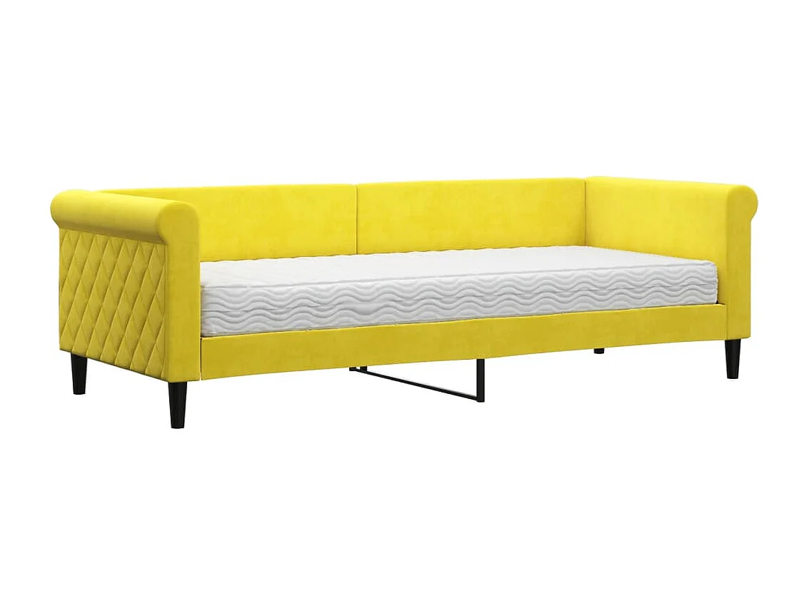 Lit de jour avec matelas jaune 80x200 cm velours