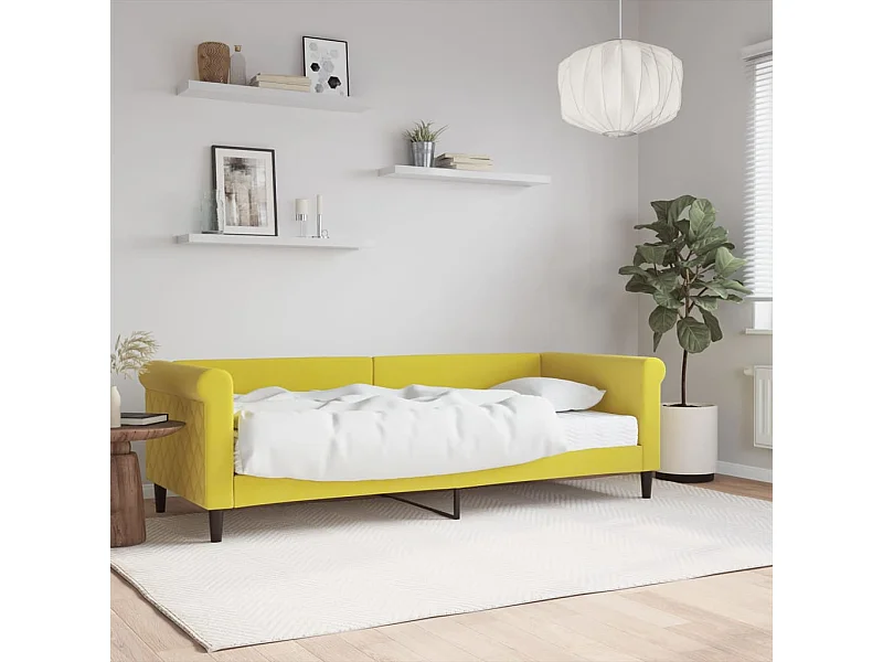 Cama de día con colchón de terciopelo amarillo de 80x200 cm