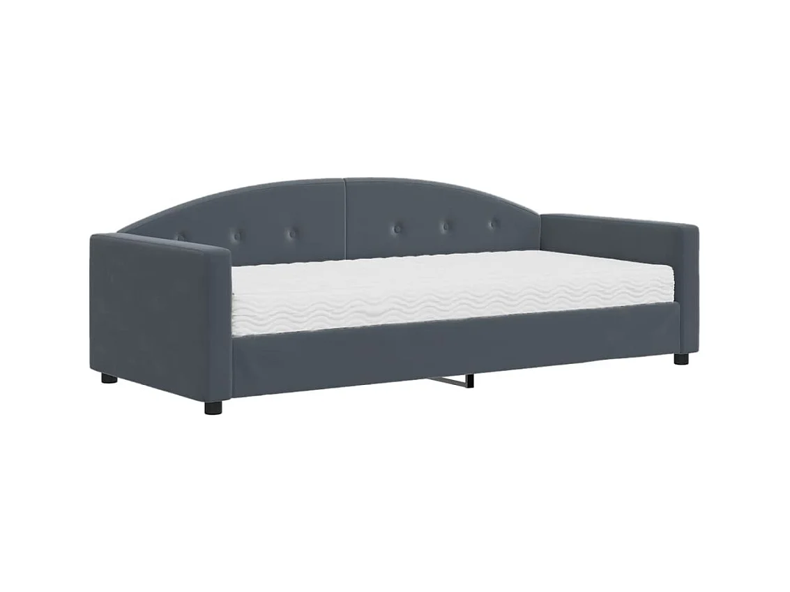 Dagbed met donkergrijs fluwelen matras 90x190 cm