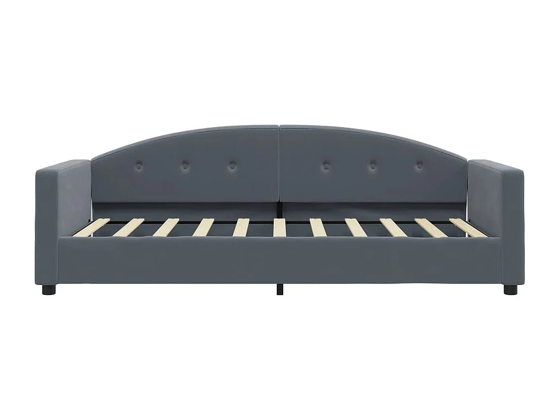 Cama de día con colchón de terciopelo gris oscuro 90x190 cm