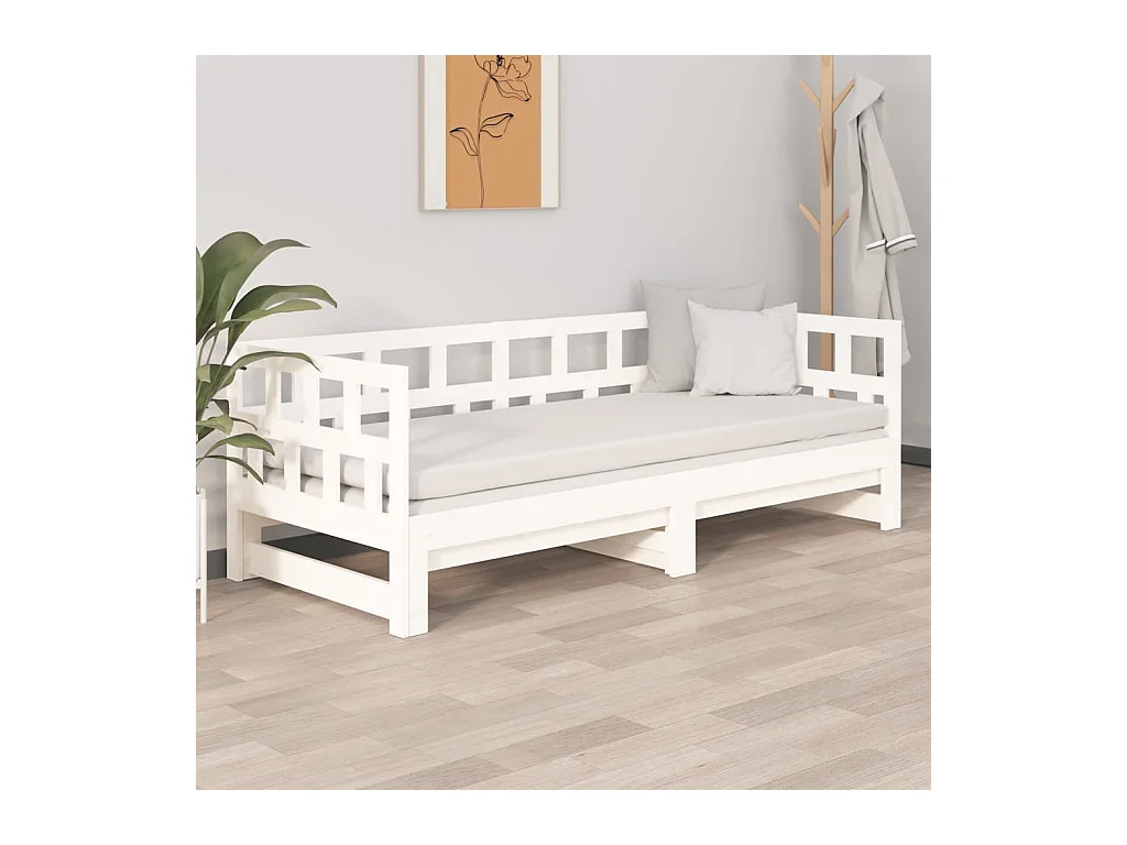 Cama corredera sin colchón blanca 2x(90x200) cm